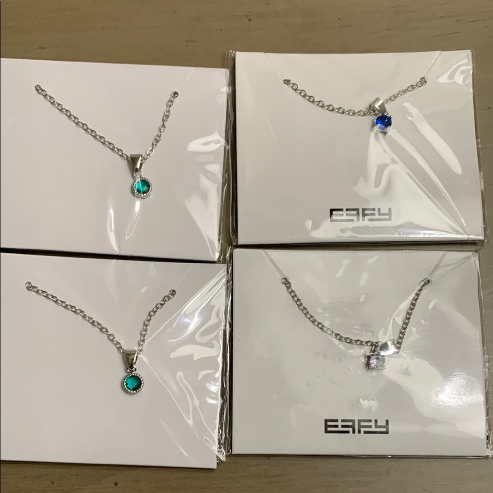 Silver Necklace with Green Pendant